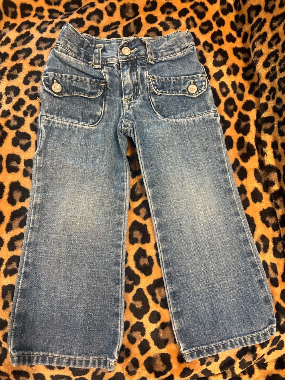 Old Navy Wide Leg Flare Denim Jeans with Adjustable Waistband Toddler Girl 3T